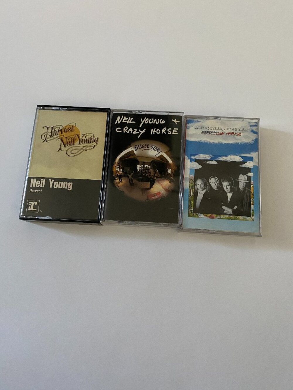 lot of 3 audio cassettes - neil young, crazy horse, crosy stills, nash and young